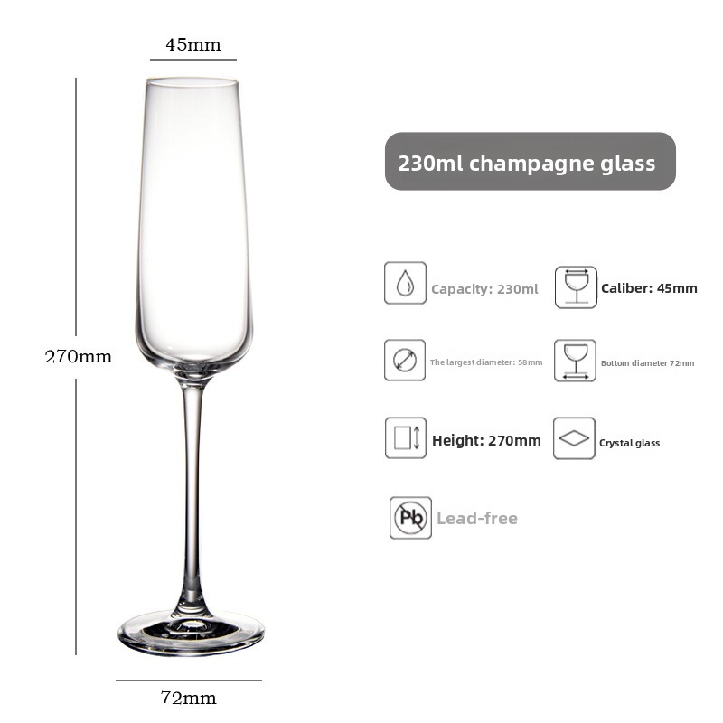 Verre à champagne en cristal transparent en forme de flûte