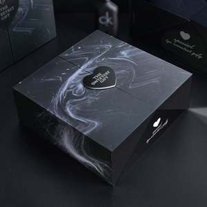 Birthday Men's <b>Black</b> Eco-Friendly Rigid Grey Board Oblong Heart-Shaped Lid Double Case <b>Box</b> <b>Gift</b> & Craft - Product Image 2