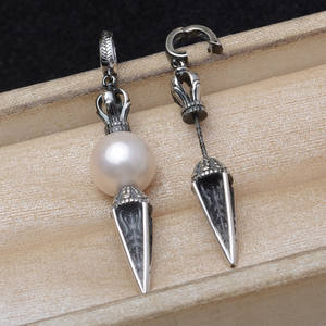 Colgante de Plata S925 con Diseño Vintage de Bastón para Dominar Demonios, Accesorio para Manualidades, Base Vacía con Orificio Pasante de 10-12 mm, Cuentas de 3 mm para Joyería de Perlas - Product Image 2