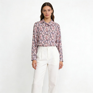 Blusa Oversize con Estampado Floral <span class=keywords><strong>Rosa</strong></span> para Mujer, Manga Larga, Cierre de Botones, Estilo Casual Boho, Camisa de Verano - Product Image 1