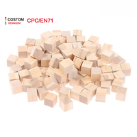 200 pièces inachevé blanc Mini bricolage blocs carrés en bois 1cm bois Cubes solides pour menuiserie artisanat enfants jouet Puzzle faisant du matériel
