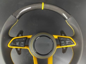 Volant en cuir et fibre de carbone RS avec accent de surpiqûre jaune pour Audi A3/A4/A5/A6L/Q3/Q5/Q7 – Amélioration pour voiture de sport - Product Image 3
