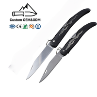 Couteau de chasse pliant personnalisé de qualité DIY avec anneau de sécurité, manche en bois et lame en acier inoxydable – Offre spéciale OEM pour le camping