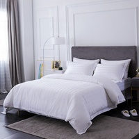 Linge de lit de luxe 3cm rayure blanc literie 100% coton housse de couette moderne maison et hôtel fournitures