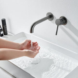 Modern Style Chrome Gun Gray Black 59-1 Brass <b>Shower</b> Panel Concealed Installation Basin Faucet Hot and Cold Split Basin <b>Mixer</b> - Product Image 3
