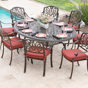 Yoho <span class=keywords><strong>Morden</strong></span> Bộ Bàn Ăn Cadiz Bằng Nhôm Đúc 9 Chiếc Bộ Ghế Bàn Ăn Sân Vườn Bằng Kim Loại Cho Sân Sau Sân Vườn - Product Image 1