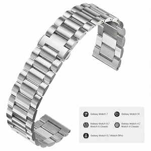 สายนาฬิกาข้อมือ Solid Link 304L สีเงิน ขนาด 20 มม. ใช้ได้กับ <span class=keywords><strong>Samsung</strong></span> <span class=keywords><strong>Galaxy</strong></span> <span class=keywords><strong>Watch</strong></span> 8 / 7 / 6 40 มม. 44 มม. สายนาฬิกาสำหรับผู้ชาย - Product Image 4