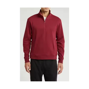 Sweat-shirt d'hiver décontracté pour hommes, manches longues, fermeture éclair, respirant, coupe confortable, service OEM en polyester de qualité supérieure, teint uni - Product Image 3
