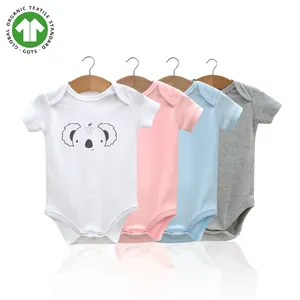 GOTS certificato cotone organico Logo personalizzato neonato pagliaccetto corto Bebe tutina Set di vestiti per bambini