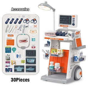 Ensemble de 30 pièces pour enfants : Trousse médicale avec lumière et son, valise portable, chariot de docteur pour jeu d'imitation préscolaire - Product Image 2