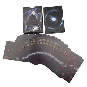 Fabricación de Cartas de Póker Publicitarias OEM Personalizadas, de Plástico con Lámina Negra e Impresión en Dorado y Plateado para Regalo - Product Image 5