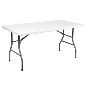 Mesa dobrável de cavalete de plástico retangular com tampo de HDPE estável e perna de mesa forte, mesa dobrável de plástico, a melhor escolha