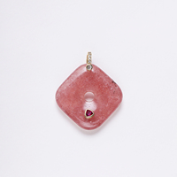Pendentifs en pierres précieuses naturelles en forme de coussin, plaqués or 18 carats, incrustés de zircon, pour la fabrication de bijoux