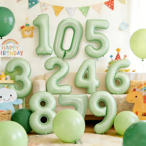 Globos de aluminio digitales verde oliva de 32/40 pulgadas, números 0 1 2 3 4 5 6 7 8 <span class=keywords><strong>9</strong></span>, decoraciones para fiestas de cumpleaños de niños y adultos, bodas, baby shower - Product Image 1