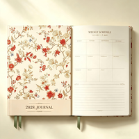 Agenda personnalisé A5 à couverture rigide florale 2028, couverture décorative imprimée de fleurs, carnet quotidien, cadeau