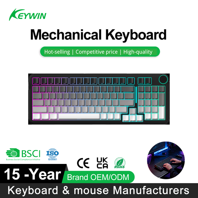 Keywin BK98 Factory Stock 98 Keys RGB Wireless Mechanical Gaming Keyboard Gradient Mechanical Gaming Keyboard with Knob