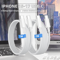 Kabel Pengisian Cepat USB-C untuk iPhone 15/16/17 1M 2M 60W Nylon Braided untuk Pro Max/Pro/Air Macbook iPad