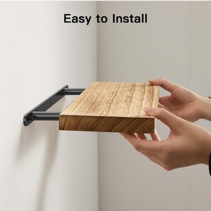 Wooden Floating <b>Shelf</b> Paulownia Carbonized Wall Mounted Rack 4 Layers Rectangle Multipurpose Durable Living Room Bedroom - Product Image 3