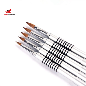 Pincel de Uñas Profesional de Pelo Animal Mixto HQ con Descuento, Pincel 3D Antideslizante para Arte de Uñas con Mango Metálico y Virola Engarzada para Manicura - Product Image 2