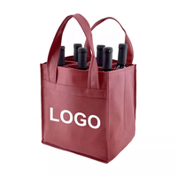 Sac cadeau pour vin en non-tissé avec logo personnalisé, sac de transport pliable pour bouteille, poignée à fermeture éclair, recyclable pour l'emballage de vente au détail
