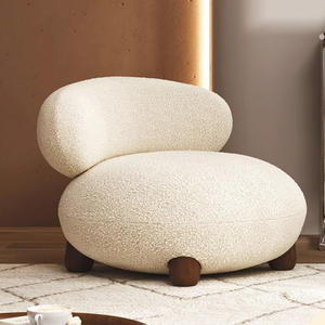 Sala de estar Sofá Tecido Boucle Cadeira Oversized Lounge Pernas De Madeira De Noz Novo Design Lounge Chair com Fezes - Product Image 1