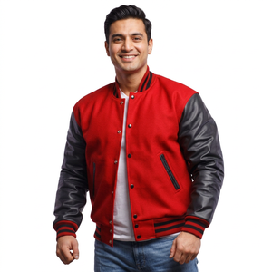 Bas quantité minimale de commande Meilleur prix Nouveau design Veste universitaire à manches en cuir Vente directe d'usine CollegeBaseballjacket pour hommes - Product Image 1