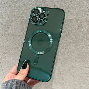 เคสชาร์จไร้สายระบบแม่เหล็ก,เคสใสเคลือบหรูหราสำหรับ <span class=keywords><strong>iPhone</strong></span> 14 <span class=keywords><strong>13</strong></span> 12 11 Pro Max ฝาครอบป้องกันเลนส์ซิลิโคนเนื้อนิ่ม - Product Image 4