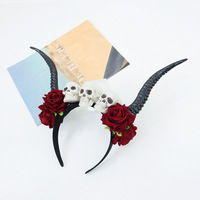 Steampunk démon antilope corne dentelle Rose gothique maquillage bandeau Halloween Cosplay bandeau accessoire
