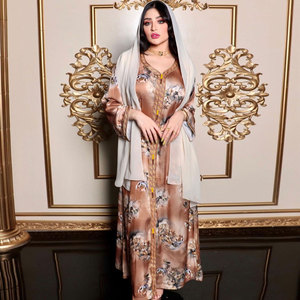 Abito Abaya in Stile Etnico del Sud-Est <span class=keywords><strong>Asiatico</strong></span> con Stampa Mediorientale Musulmana Turca, Vestito alla Moda per Donne, Abito Arabo di Dubai - Product Image 2