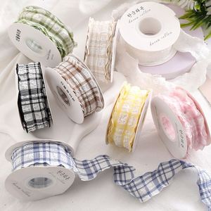 Ruban en satin élastique fait main en lin froissé à carreaux de 2,5 cm pour emballage de gâteaux de pré-mariage, provenant de Chine - Product Image 2