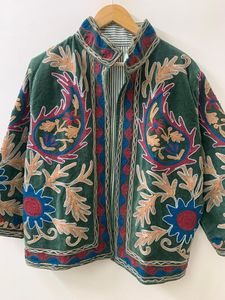 Embroidered Velvet Suzani Jacket Boho Floral <b>Duster</b> Coat Handmade Artisan Outerwear Gift for Her Wholesale India - Product Image 4