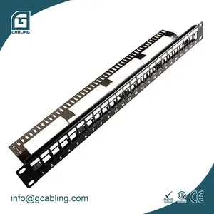 Gcabling 19inch rack mount keystone network 24 port empty blank patch panel unloaded for rack cobinet