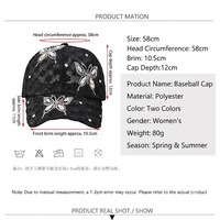 Harga Grosir Desain Kustom Topi Baseball 6 Panel Sporty Formal Kasual dengan Logo Bordir Bunga Kupu-kupu