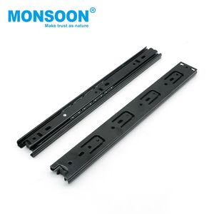 heavy duty rails runner side mounted electrophoretic black 35mm triple fold full extension kitchen <b>storage</b> cabinet drawer slide - Product Image 2