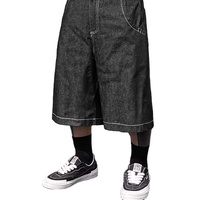 Shorts en jean amples pour hommes, taille haute, en tissu métallisé mélange polyester/coton, coupe large, nouvelle collection été 2026, style américain