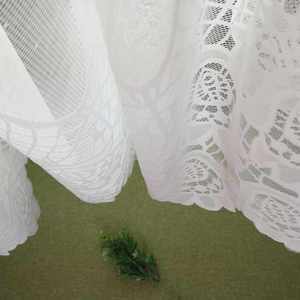 Tissu de rideaux courts en dentelle de mariage en polyester blanc transparent - Product Image 4