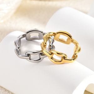 Vuông buckled chuỗi mạ Vàng Nhẫn đơn giản thép không gỉ trang sức với vàng mạ cho phụ nữ hợp thời trang Đảng Quà Tặng - Product Image 2