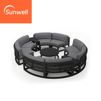 Conjunto de Sofás Modulares Modernos para Patio, Sofá Seccional Curvo Circular de Aluminio para Exteriores, Muebles de Patio para Hotel, Impermeables