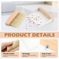 Ensemble balayette et pelle en bois d'usine avec poils doux, mini balai portable, outil de nettoyage écologique et durable