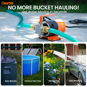 Cleartide 115V 1/10HP 380gph Điện Nước Chuyển Bơm Xách Tay Nhỏ Tiện Ích Bơm Với Hút Nước Hose Kit - Product Image 5