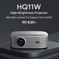 Projecteur HQ11W Full HD 1080P V660 avec puce 8 cœurs, ultra-silencieux, 3600 ANSI, prend en charge la 4K MEMC, projecteur de cinéma maison
