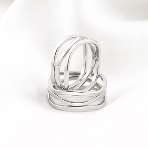 yunnique Geometric <b>Titanium</b> Steel <b>Rings</b> Unisex Minimalist Design For Gift - Product Image 2