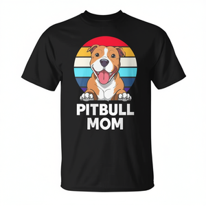T-shirt Pitbull Mom à manches courtes et col rond, impression numérique, unisexe, pour adulte - Product Image 2