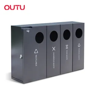 Outdoor 4 Compartment Waste Bins 3 Classified Trash Can Papeleras