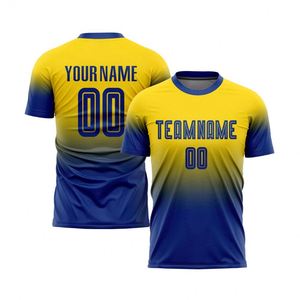Camiseta de Fútbol con Degradado Amarillo y Azul, Manga Corta, Transpirable, de Secado Rápido, Ligera, para Entrenamiento y Partido - Product Image 1