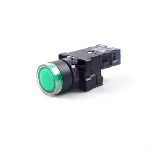 HUAWU 220V interruptor de botón pulsador LED iluminado verde sin interruptor de botón pulsador LED momentáneo