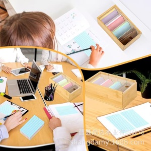 Simple <b>wooden</b> desktop card organizer, office <b>desk</b> flip-top business card holder, document and note organizer. - Product Image 1