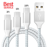 Cable USB C con revestimiento de nailon, cable de datos USB A a USB C, cable de carga al por mayor