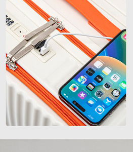 Valise moderne compacte à code avec poignée télescopique large, ouverture frontale, roulettes pivotantes, <span class=keywords><strong>bagage</strong></span> cabine en polycarbonate - Product Image 3