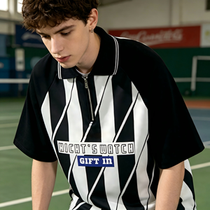 Camiseta Deportiva Polo de Manga Corta a Rayas para Hombre, con Cierre de Cremallera, Logotipo Personalizado, de Alta Calidad, para Uniformes de Equipo y Uso Diario - Product Image 3
